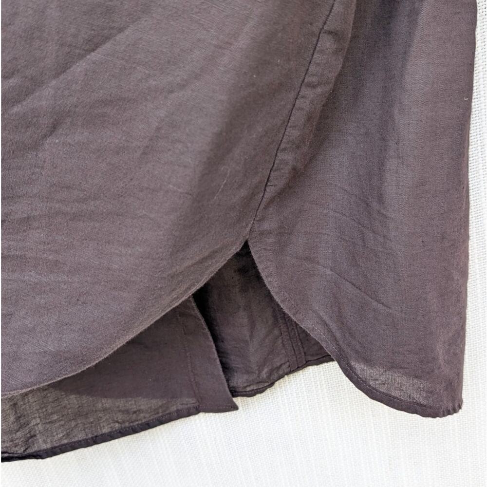COS V-Neck Linen-Cotton Shirt Womens S Brown 3/4 Sleeve Button-up Relaxed - Picture 5 of 10